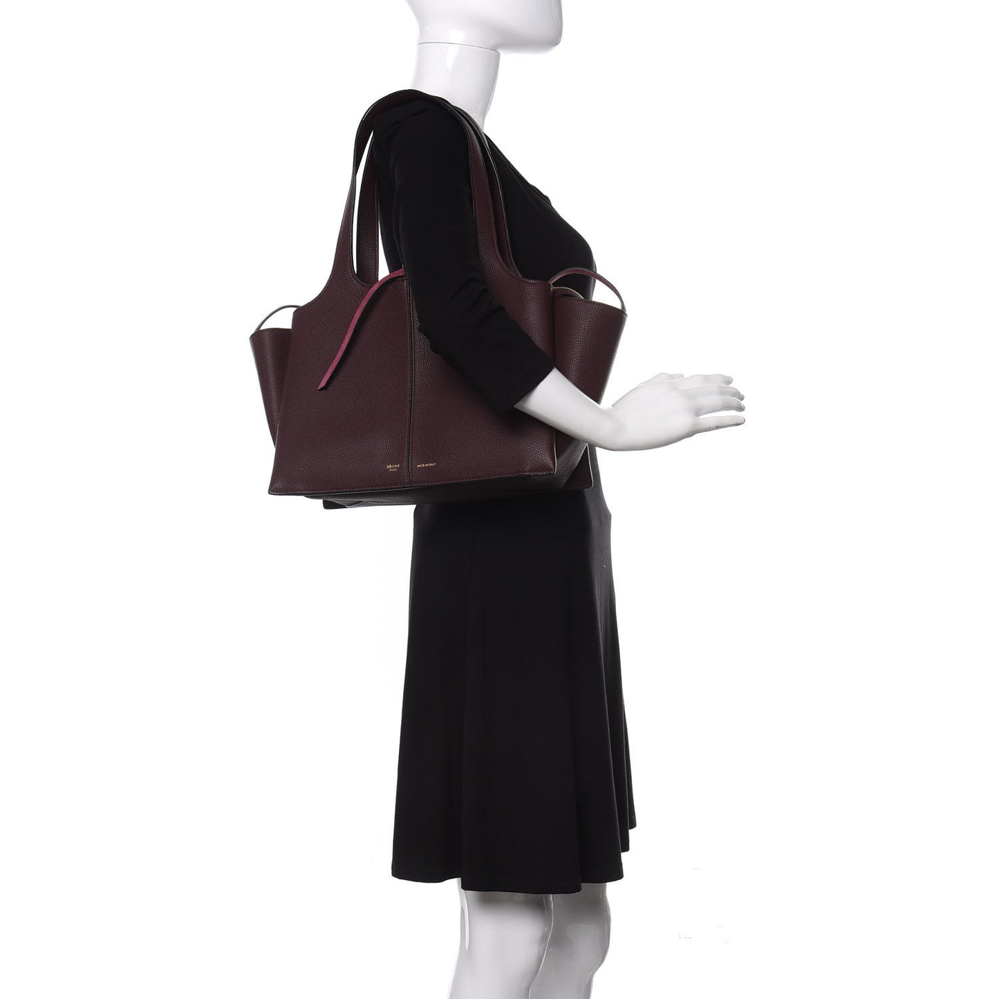 Baby Grained Calfskin Small Tri-Fold Bag Burgundy