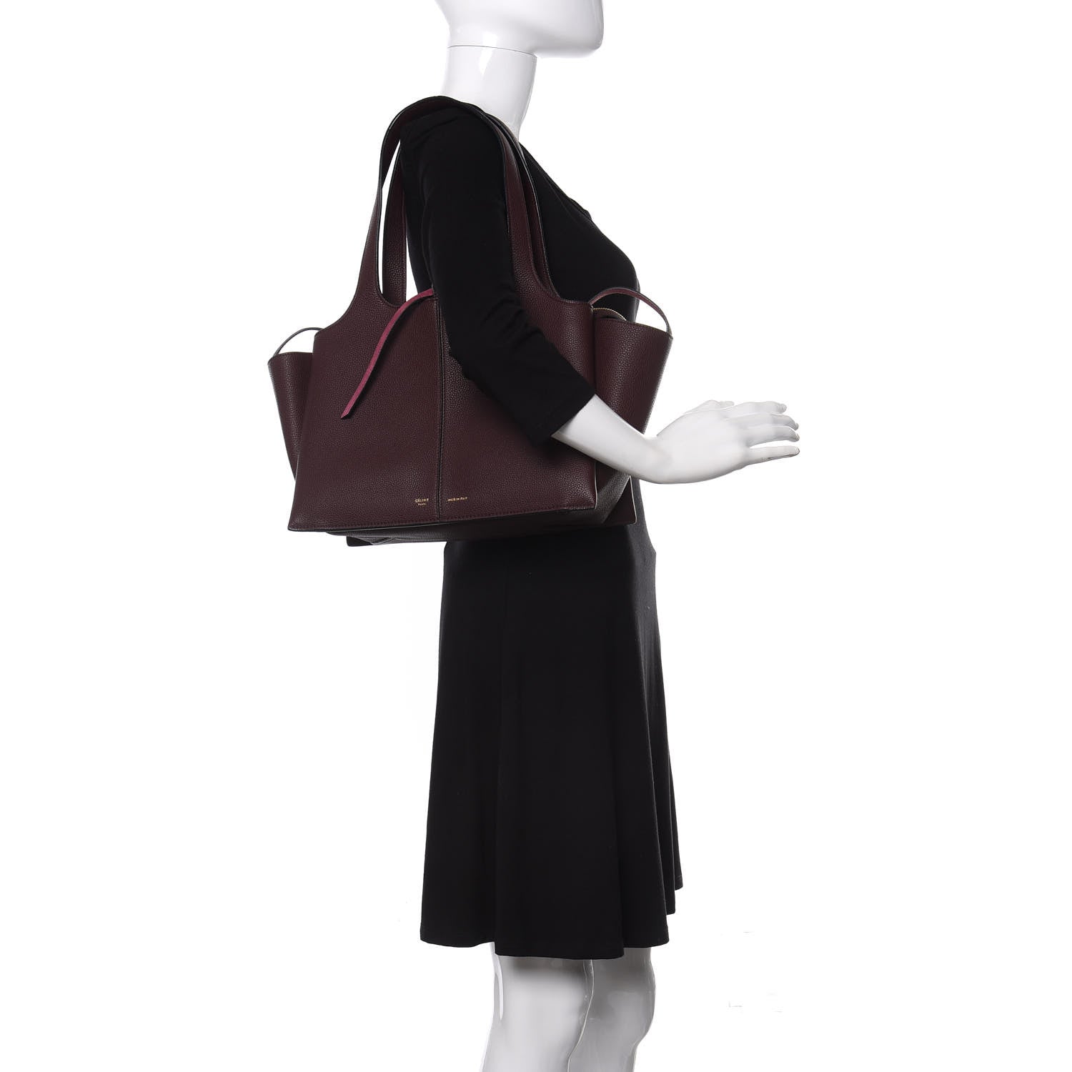 Celine Baby Grained Calfskin Small Tri-Fold Bag Burgundy 2 of 9
