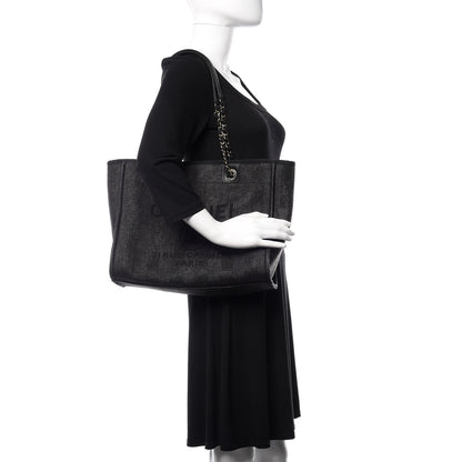Chanel Mixed Fibers Striped Small Deauville Tote Black 2 of 11