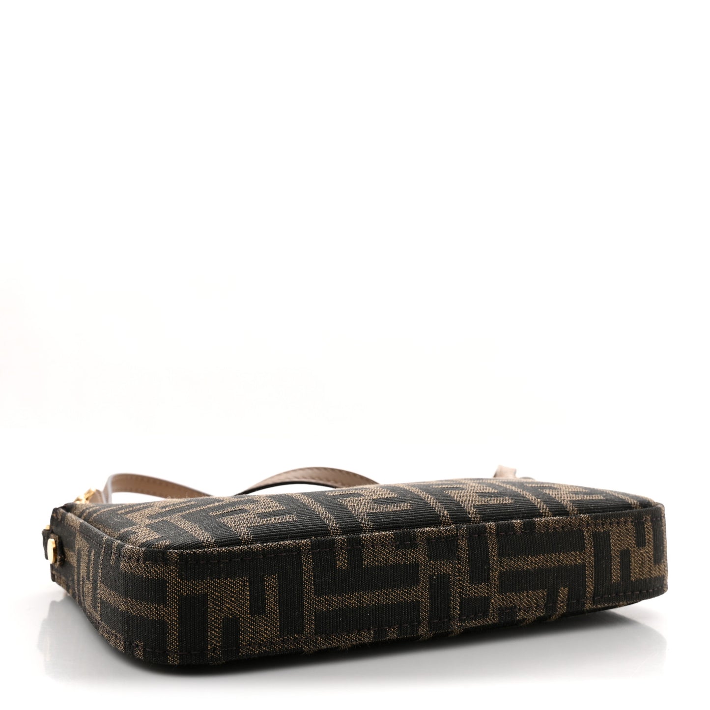 Fabric Jacquard Vitello Grace FF 1974 Baguette Pouch Tobacco Moro Sand