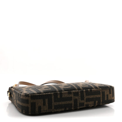 Fendi Fabric Jacquard Vitello Grace FF 1974 Baguette Pouch Tobacco Moro Sand 4 of 10