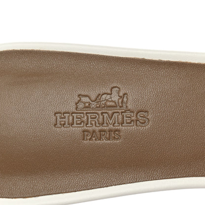 Hermes Calfskin Oasis Sandals 38.5 White 8 of 10