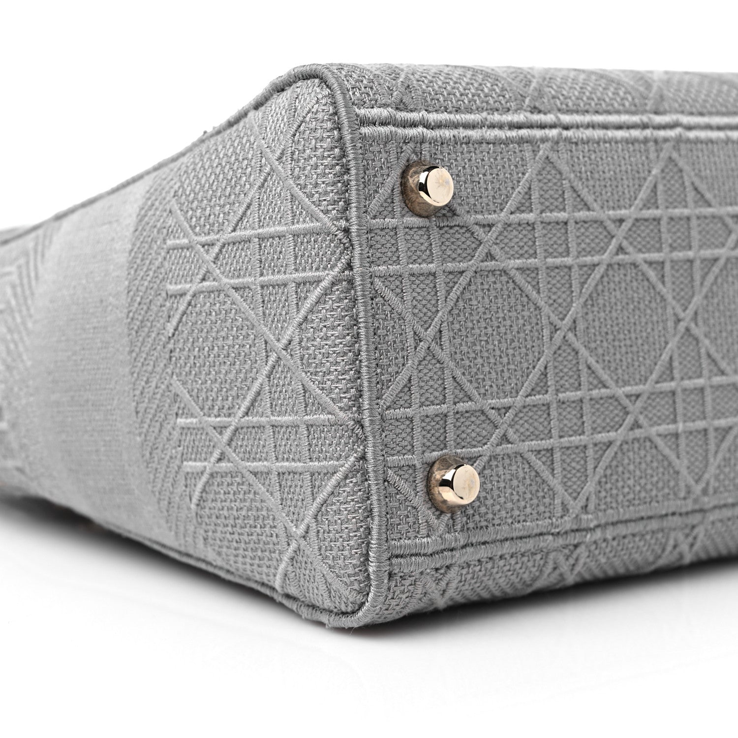 Christian Dior Canvas Embroidered Cannage Medium Lady D-Lite Gray 7 of 8