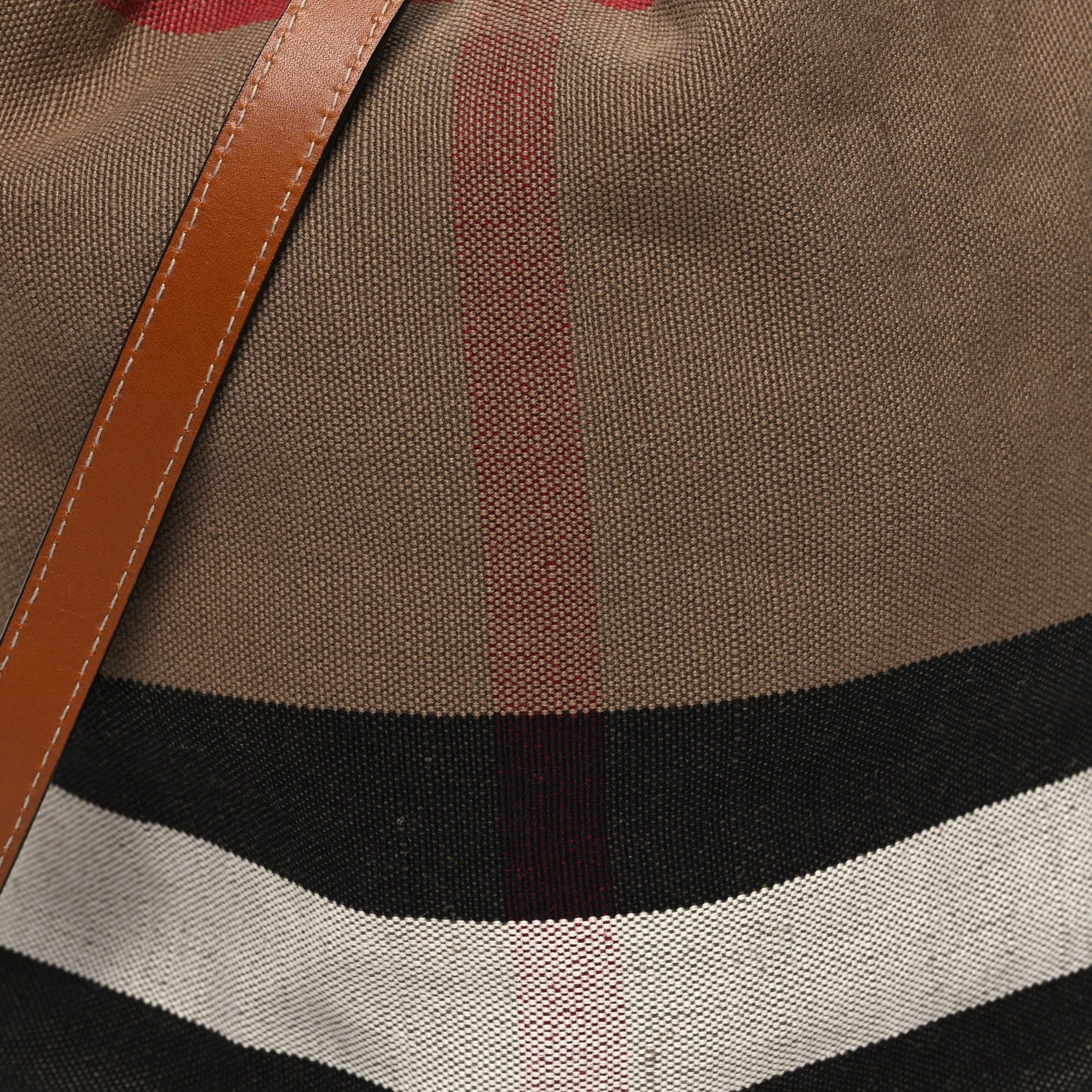 Burberry Canvas Mega Check Medium Ashby Bucket Bag Brown 10 of 14