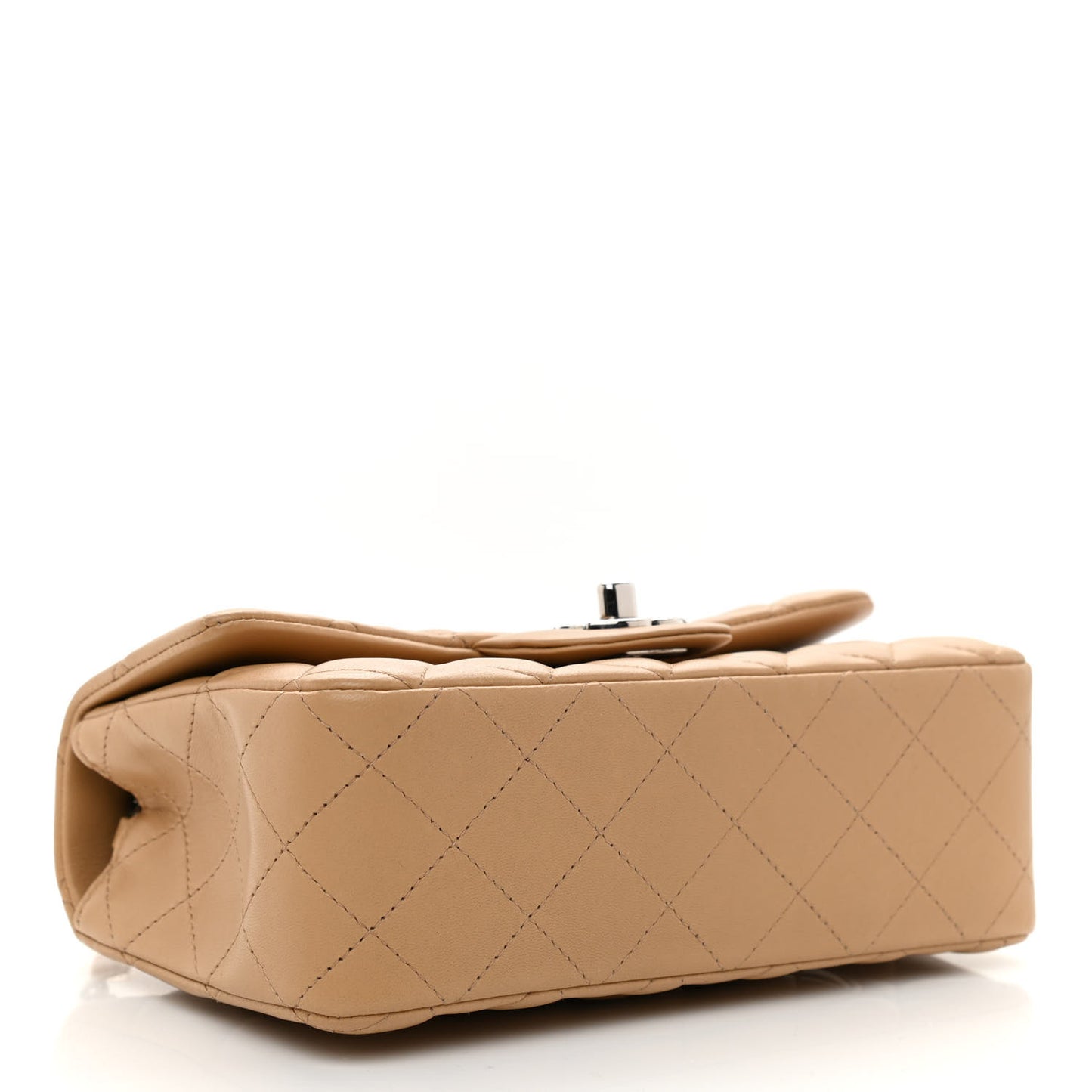 Lambskin Quilted Mini Rectangular Flap Beige