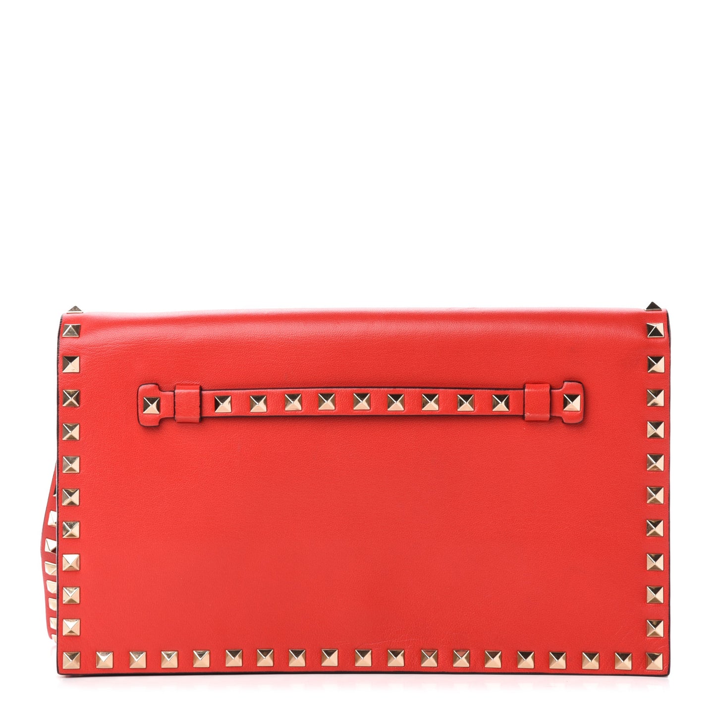 Nappa Rockstud Wristlet Clutch Deep Orange
