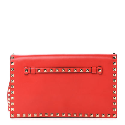 Valentino Garavani Nappa Rockstud Wristlet Clutch Deep Orange 1 of 12