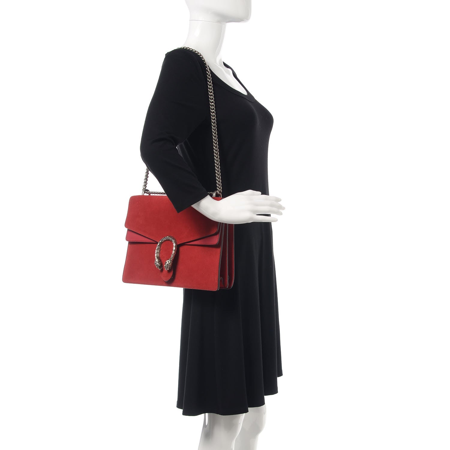 Gucci Suede Vitello Velvet Medium Dionysus Shoulder Bag Vulcanic Red 3 of 11