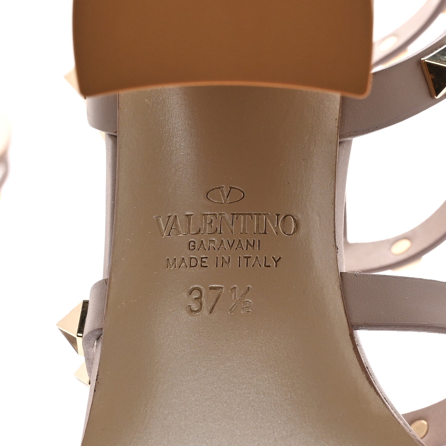 Calfskin Rockstud 90mm City Sandals 37.5 Poudre