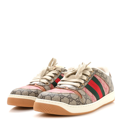 Gucci GG Supreme Monogram Harness Calfskin Web Mens Screener Sneakers 10.5 Beige Ebony Rosso Harness Brown 4 of 10