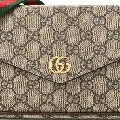 Gucci GG Supreme Monogram Textured Dollar Calfskin Web Mini Ophidia Envelope Shoulder Bag Beige Ebony 7 of 10