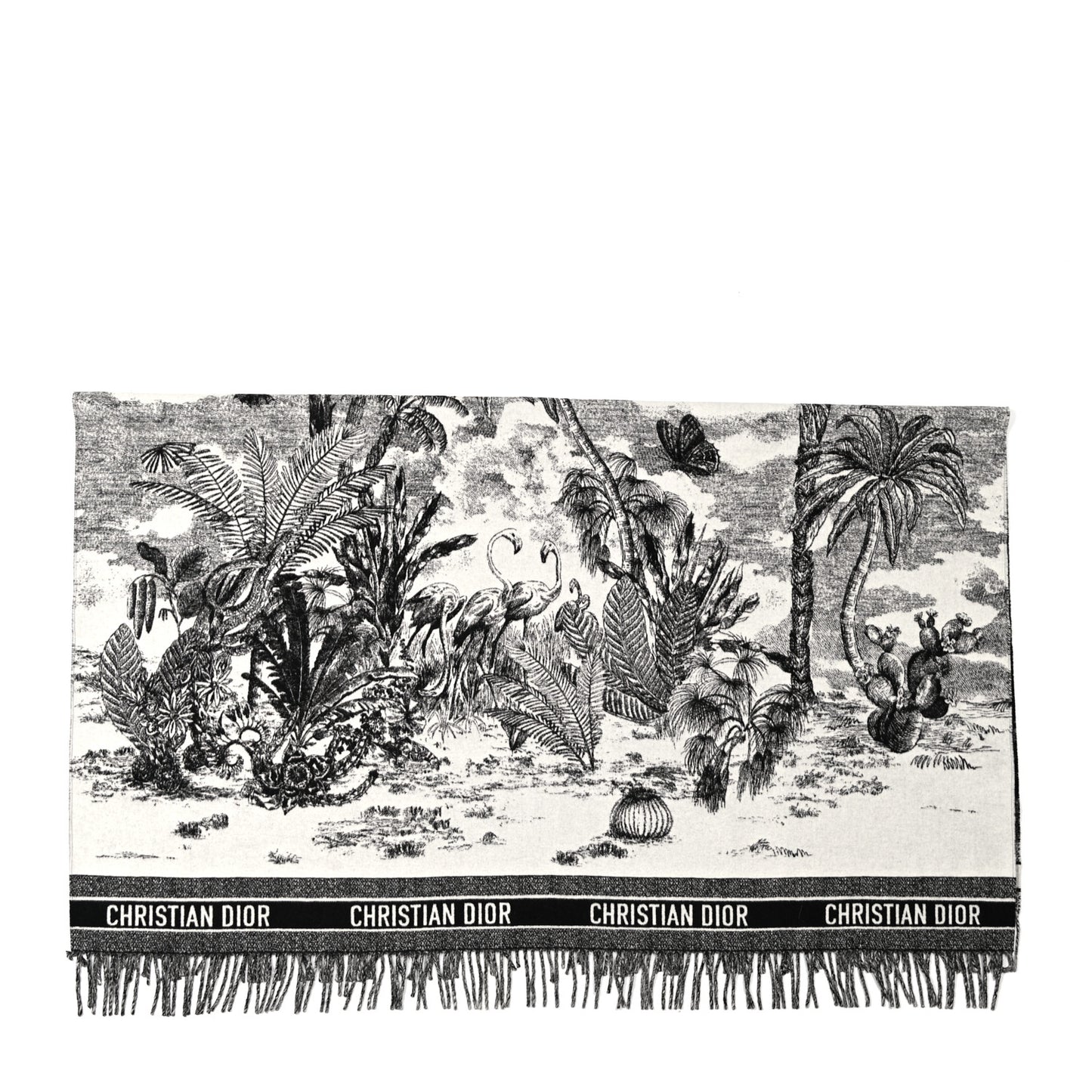 Wool Throw Blanket Black White