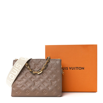 Louis Vuitton Lambskin Embossed Monogram Coussin PM Taupe 13 of 13