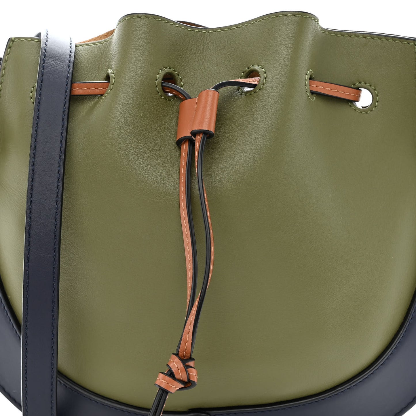 Nappa Colorblock Horseshoe Bag Avocado Midnight Blue Tan