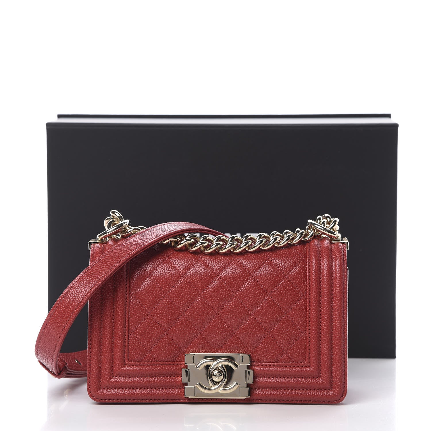 Chanel Caviar Quilted Small Boy Flap Red 11 of 11