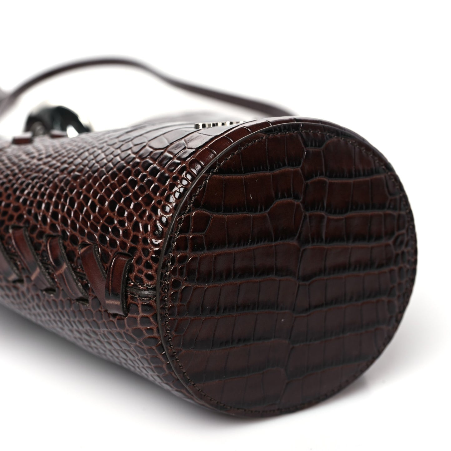 Calfskin Crocodile Embossed Le Petit Bambola Midnight Brown
