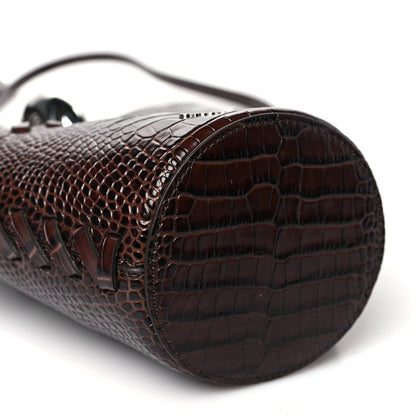 Jacquemus Calfskin Crocodile Embossed Le Petit Bambola Midnight Brown 8 of 9