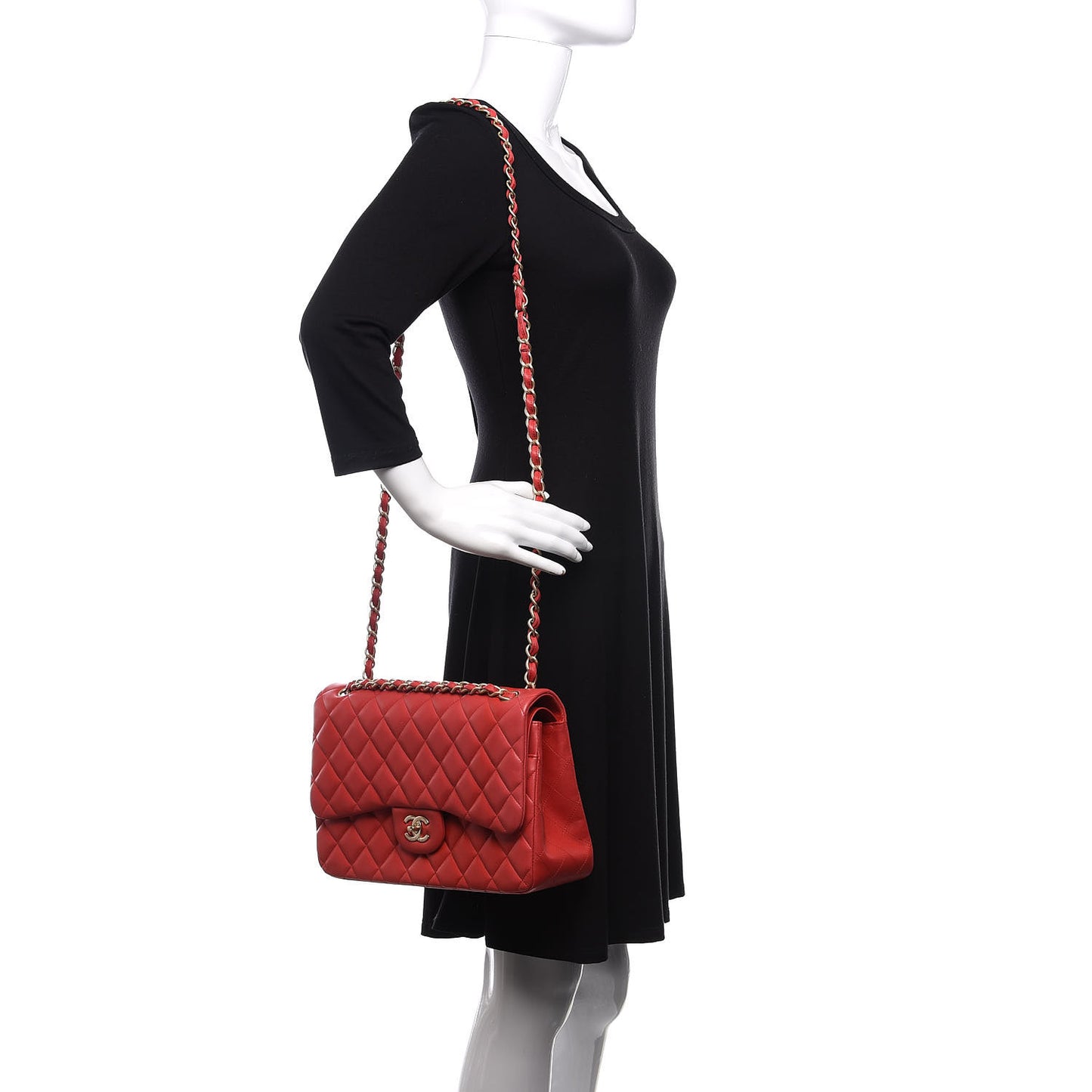 Lambskin Quilted Jumbo Double Flap Red