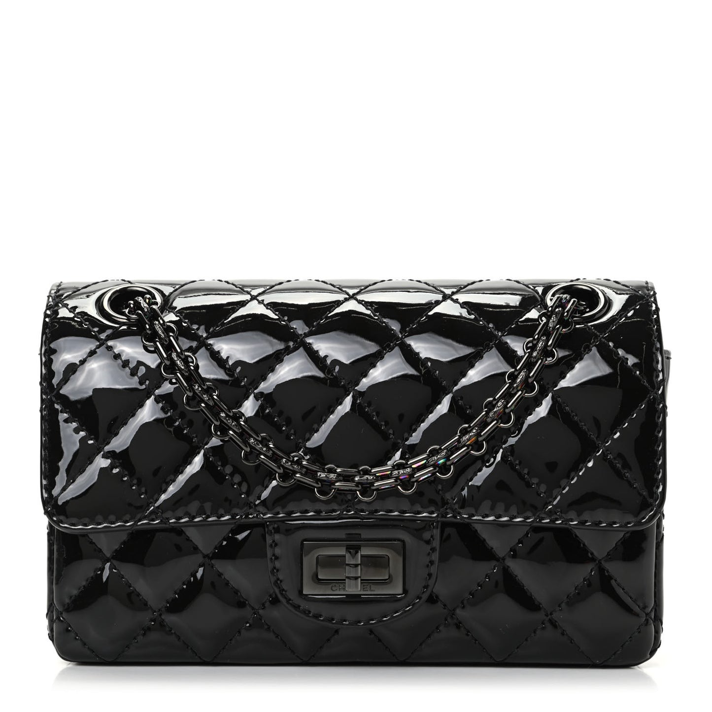 Patent Calfskin Quilted 2.55 Reissue Mini Flap So Black