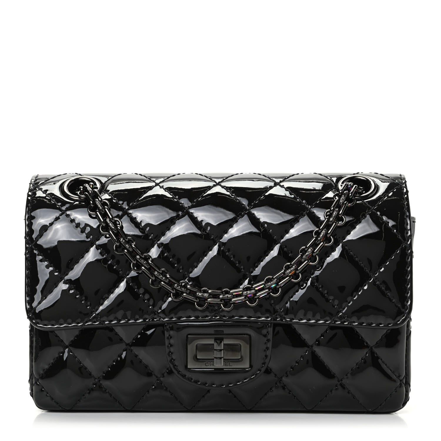Chanel Patent Calfskin Quilted 2.55 Reissue Mini Flap So Black 1 of 10