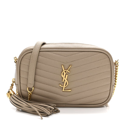 Saint Laurent Grain De Poudre Matelasse Monogram Mini Lou Camera Bag Dark Beige 1 of 11