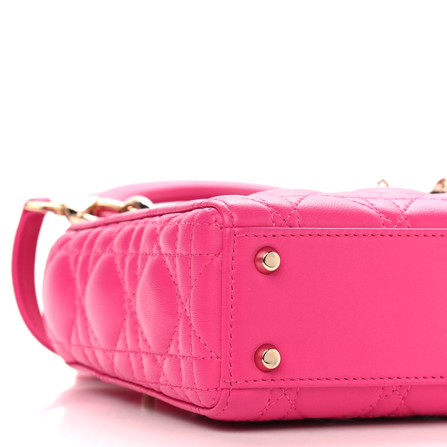 Lambskin Cannage Mini Lady Dior Fuchsia