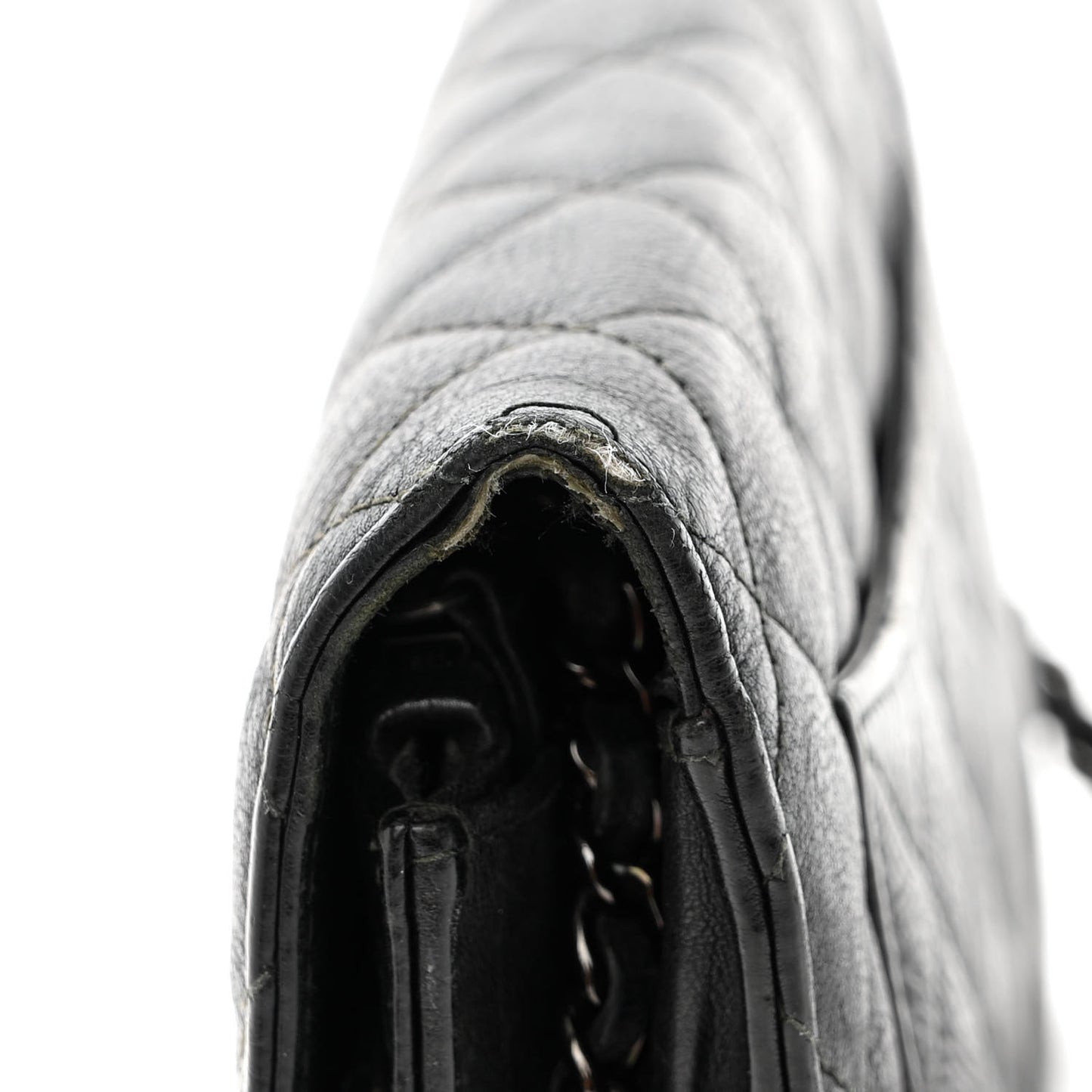 Crumpled Calfskin Quilted Wallet On Chain WOC So Black