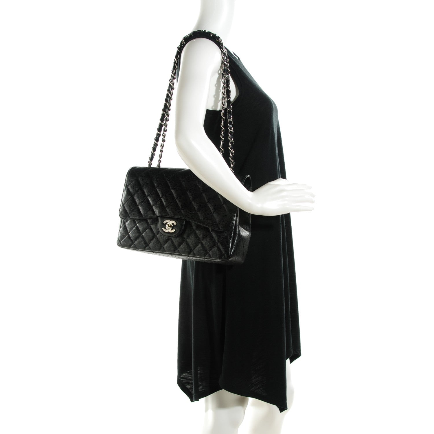 Chanel Caviar Quilted Jumbo Single Flap Black 2 of 8