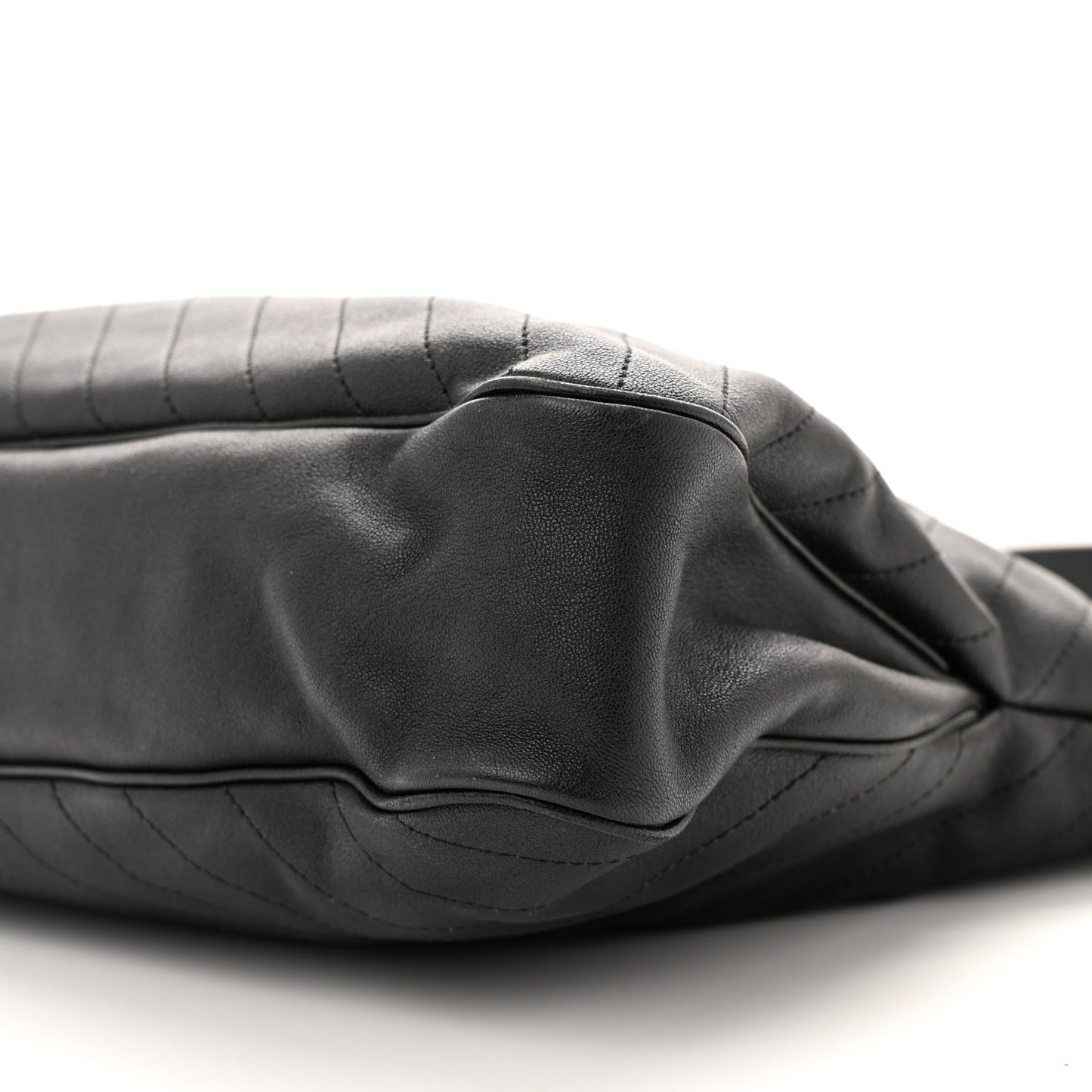 Sakai Be Green Calfskin Diagonal Stitched Medium Blondie Tote  Black