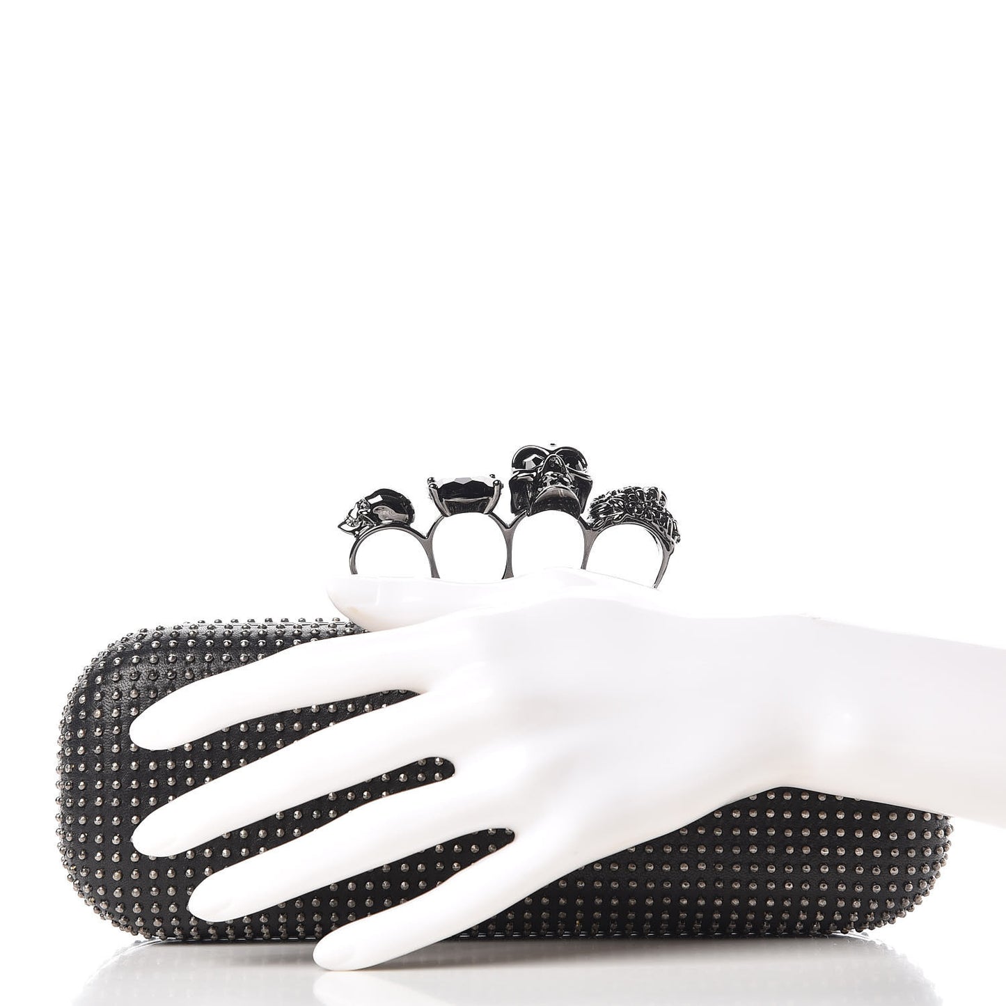 Nappa Studded Knucklebox Clutch Black