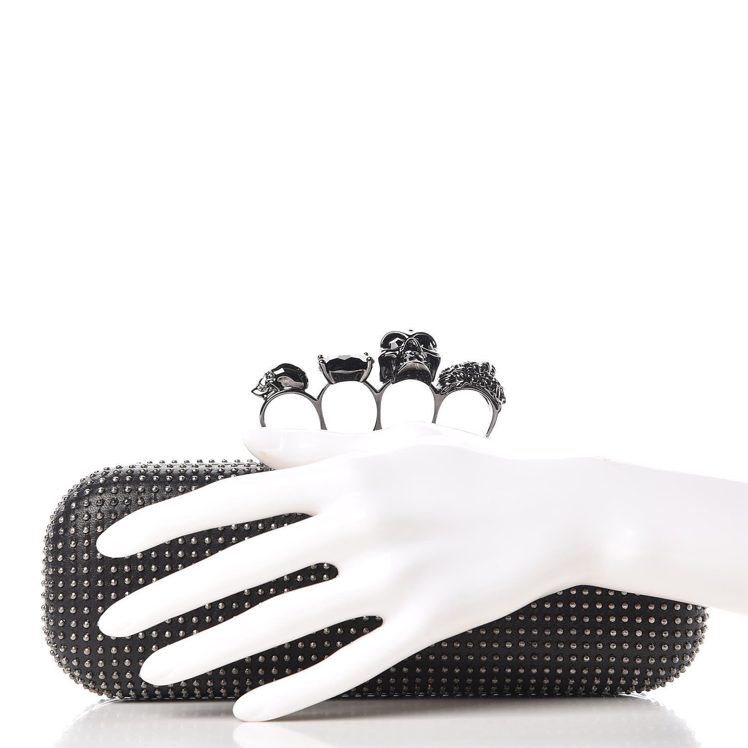 Alexander McQueen Nappa Studded Knucklebox Clutch Black 2 of 7