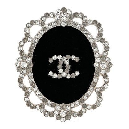 Chanel Crystal CC Velvet Brooch Black 1 of 5