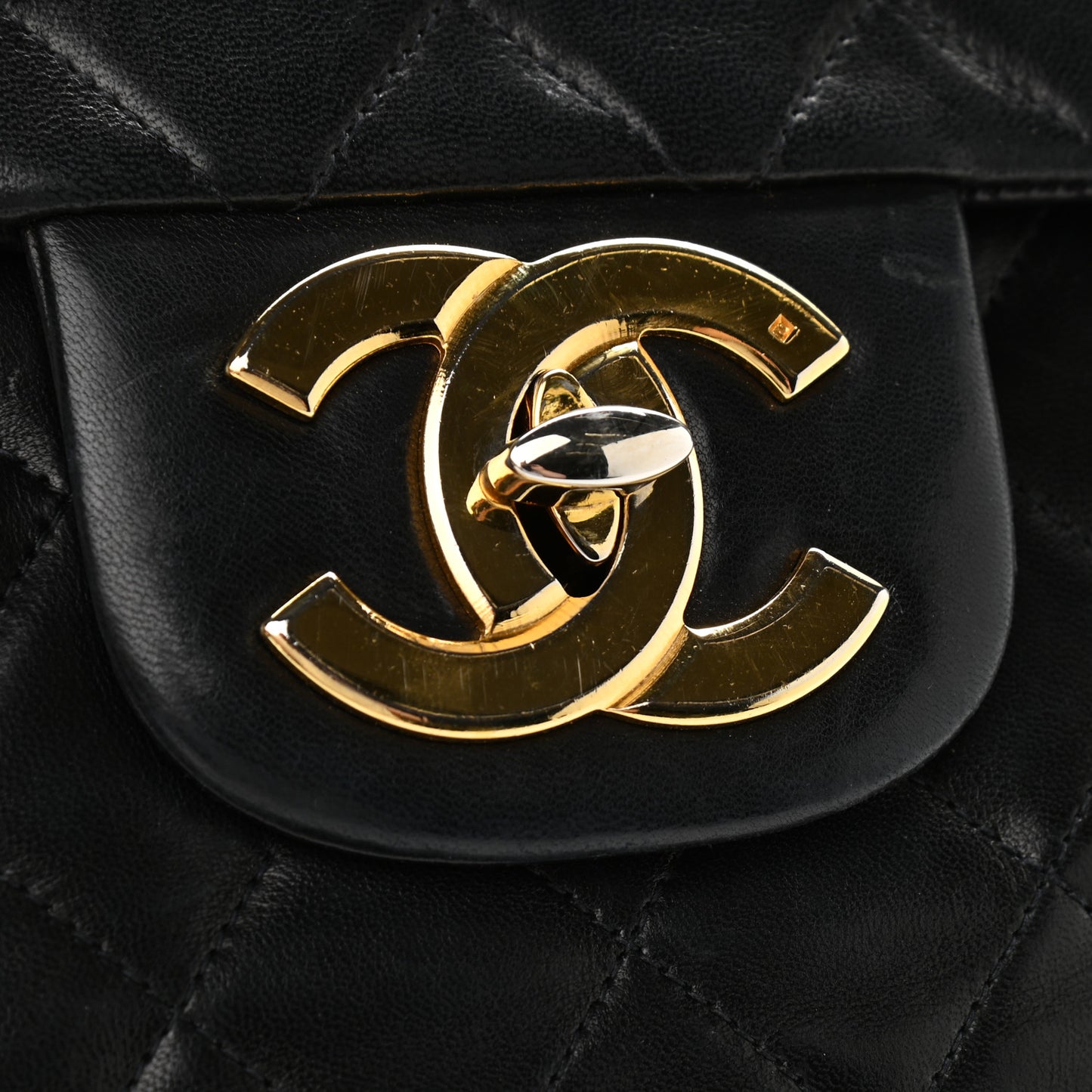 Lambskin Quilted XL Jumbo Single Flap Black