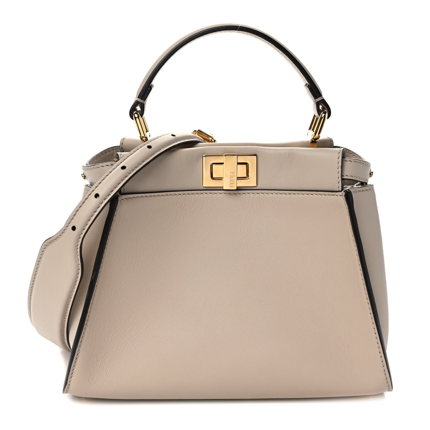 Fendi Vitello Seta Cotton Canvas FF Embroidered Mini Peekaboo Iconic Satchel Nuvola 1 of 8