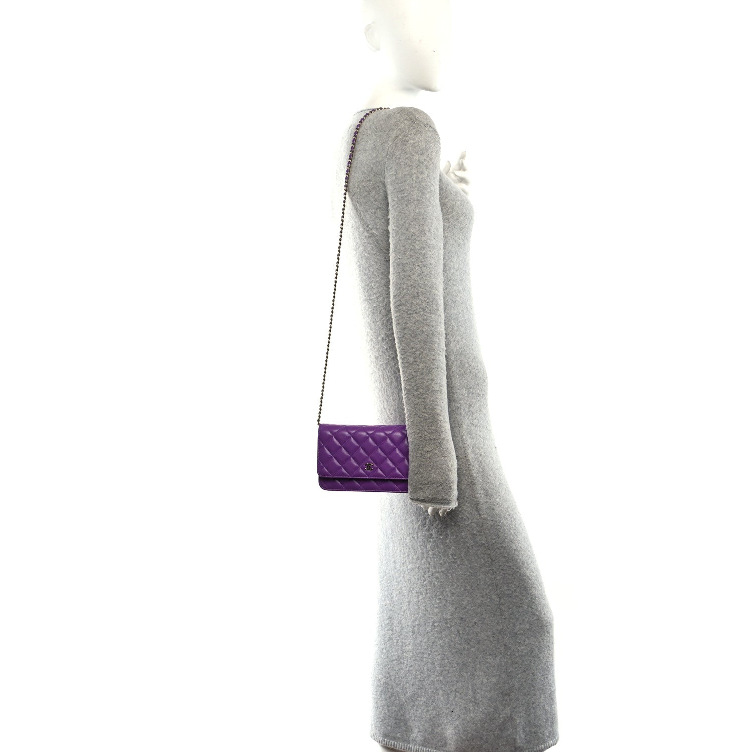 Chanel Caviar Quilted Wallet On Chain WOC Purple 2 of 14