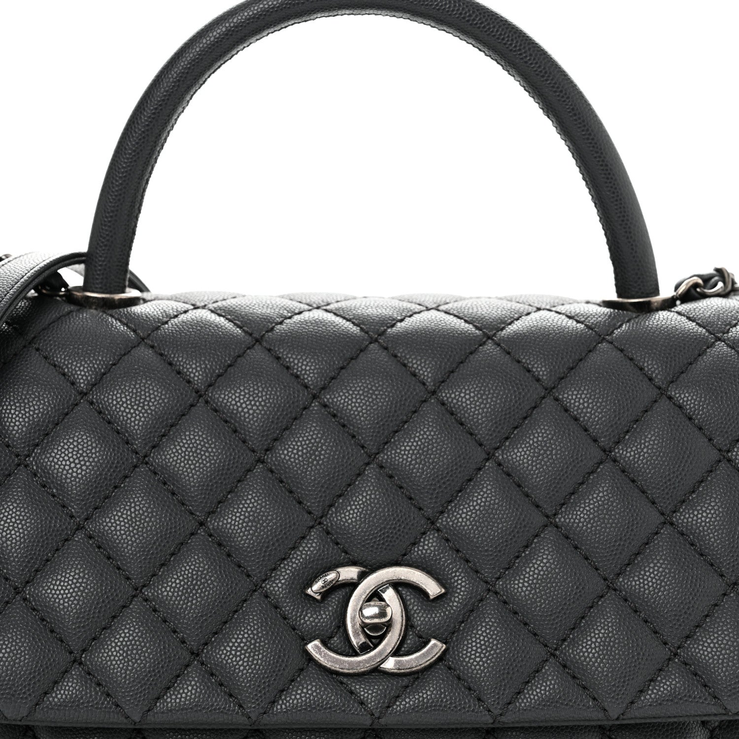 Chanel Caviar Quilted Small Coco Handle Flap Grey 8 of 10
