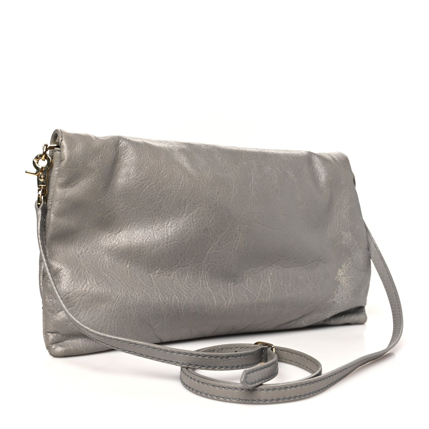 Balenciaga Agneau Giant 12 Gold Hardware Envelope Strap Clutch Gris Pyrite 4 of 13