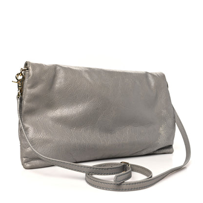 Balenciaga Agneau Giant 12 Gold Hardware Envelope Strap Clutch Gris Pyrite 4 of 13