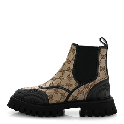 Gucci GG Supreme Monogram Ankle Booties 39.5 Mystic White Beige Ebony Black 1 of 11