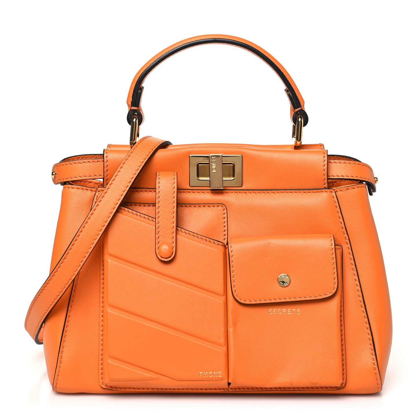 Vitello Grace Matte Two Pocket Mini Peekaboo Iconic Satchel Aranciata