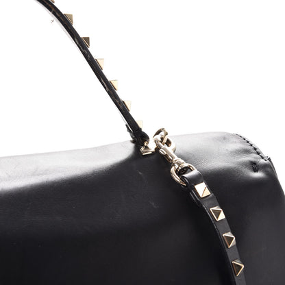 Valentino Garavani Vitello Large Rockstud Single Handle Flap Satchel Black 12 of 15
