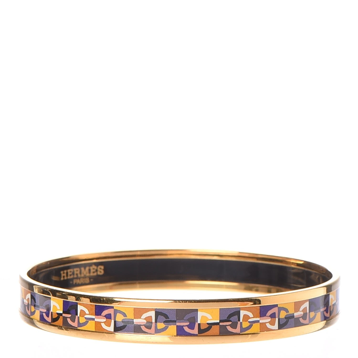 Hermes Enamel Narrow Printed Optique Chaine D'Ancre Bracelet 65 3 of 6