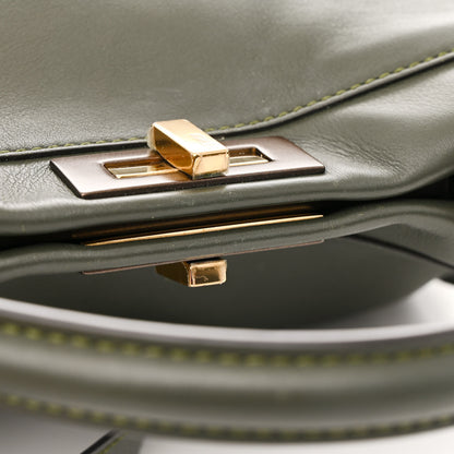Fendi Vitello Seta Shiny Nappa Medium Peekaboo Iconic Satchel Verde Prato Makeup 17 of 18
