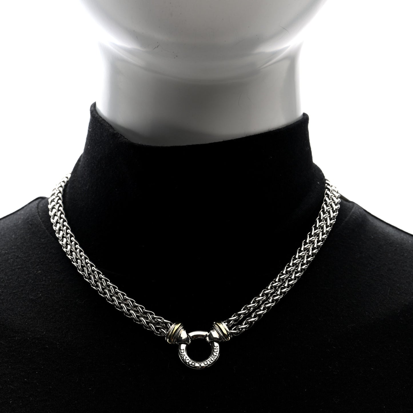 Sterling Silver 18K Yellow Gold 8mm Double Wheat Chain Necklace