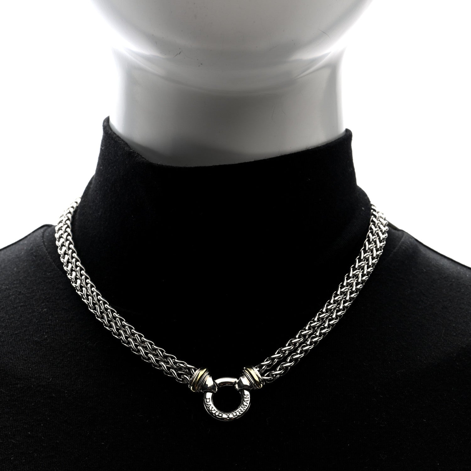 David Yurman Sterling Silver 18K Yellow Gold 8mm Double Wheat Chain Necklace 2 of 4