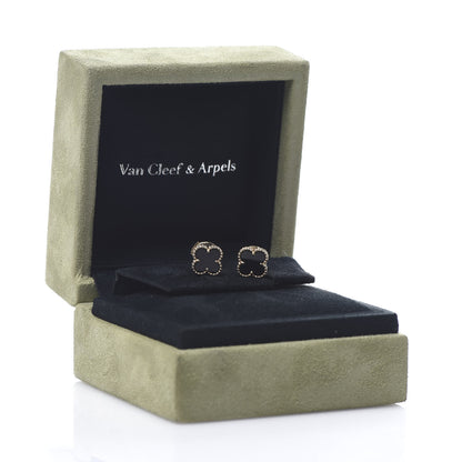 Van Cleef & Arpels 18K Yellow Gold Black Onyx Sweet Alhambra Earrings 7 of 7