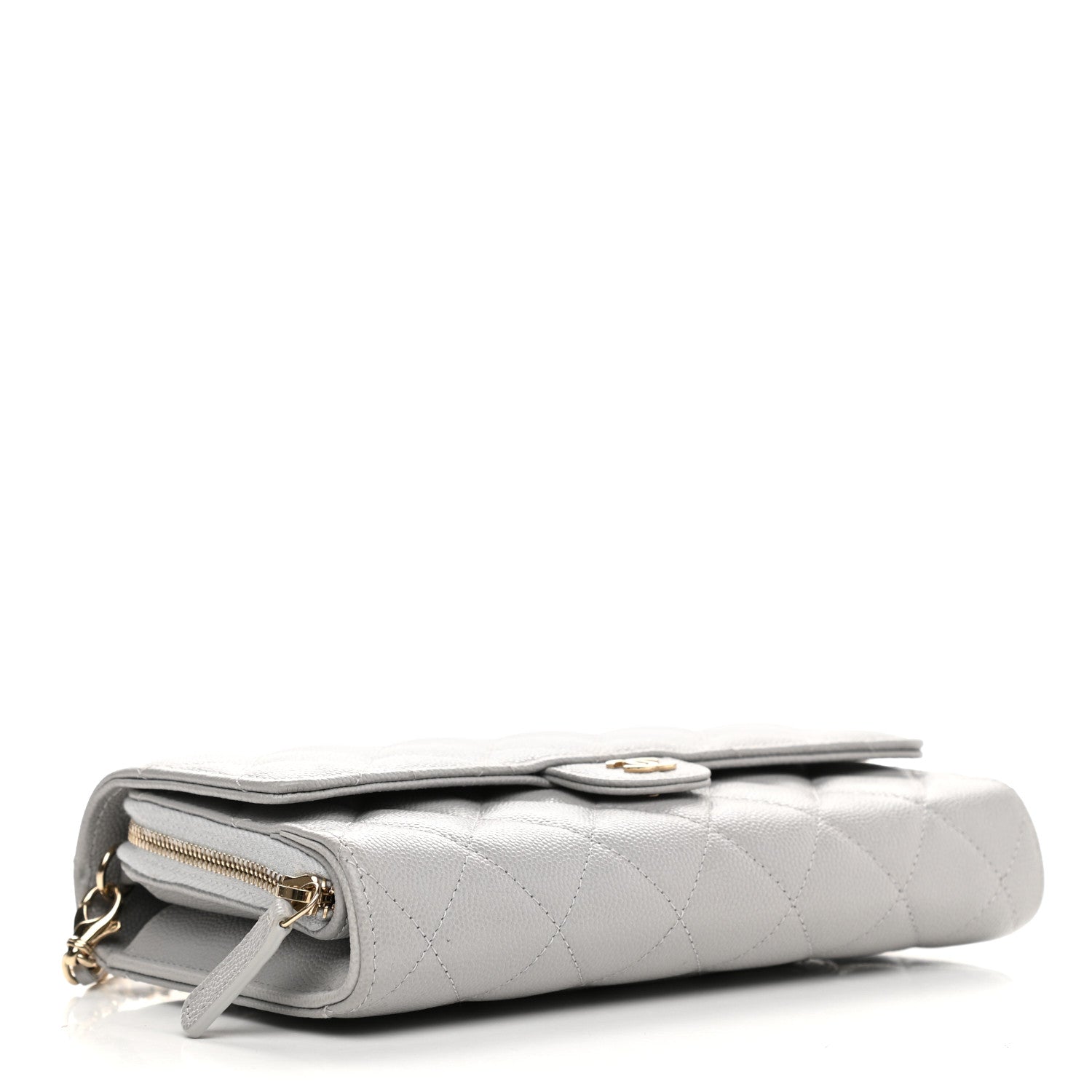 Chanel Caviar Quilted Phone Holder Wallet on Removable Chain Grey 4 of 12