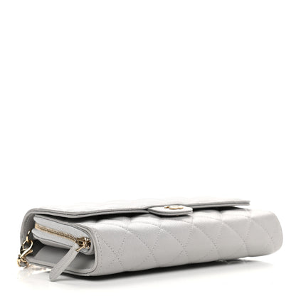 Chanel Caviar Quilted Phone Holder Wallet on Removable Chain Grey 4 of 12