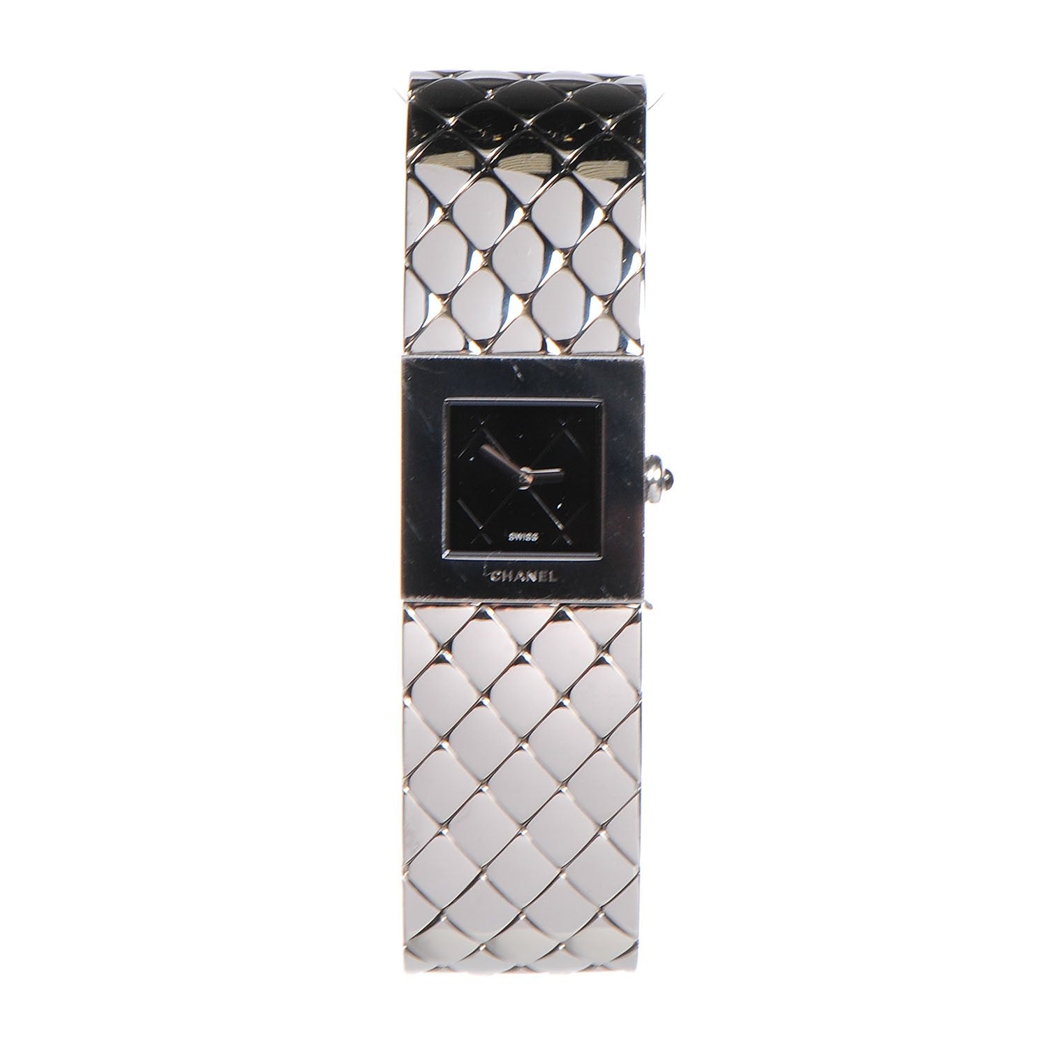 Chanel Stainless Steel 19mm Quilted Matelasse Acier Quartz Watch Black 1 of 5