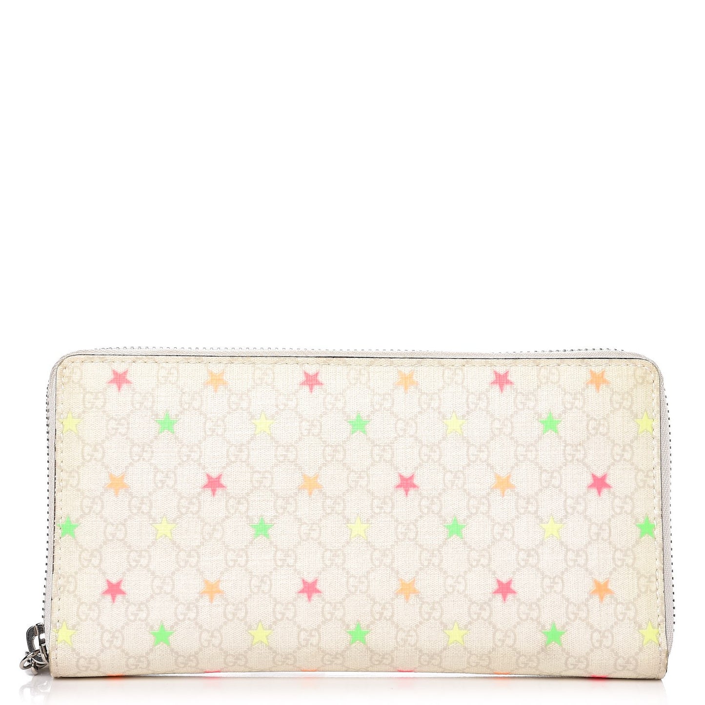 Micro GG Supreme Stars GG Pierce Zip Around Wallet White